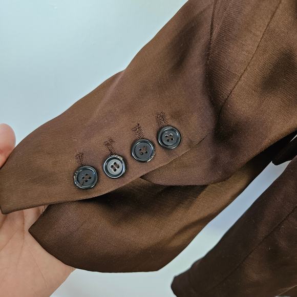 NWOT Zara Single Breasted Oversized Satin Blazer Jacket Sz M Brown NEW - Picture 7 of 13